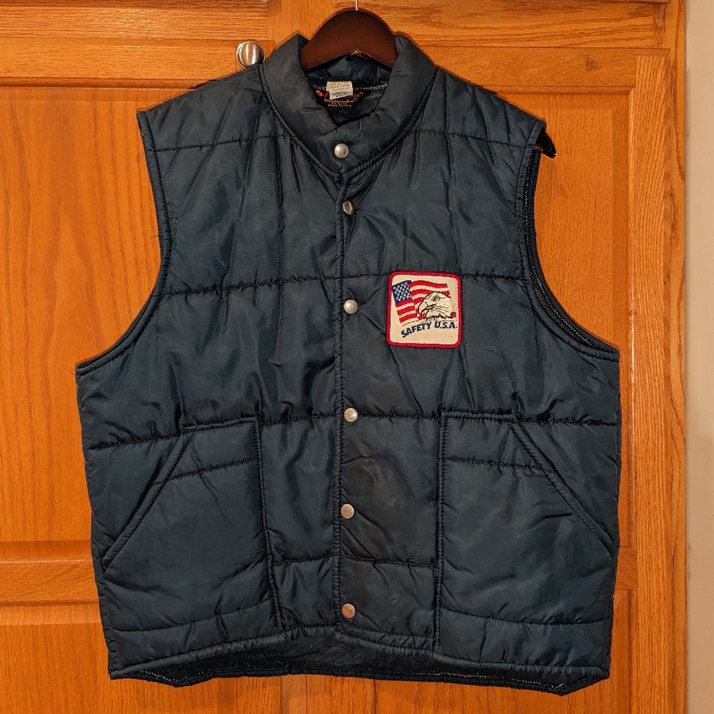 Vintage pla-jac by dunbrooke puffer vest Navy Blue Men size L 44 Made in USA Fla